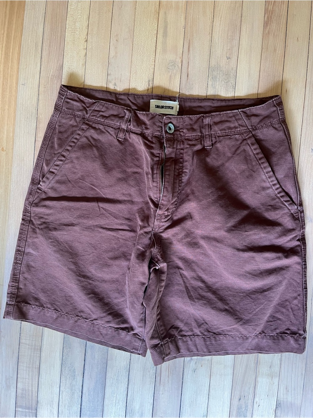 Taylor Stitch organic cotton/linen shorts size 31 brown russet